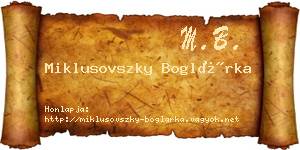 Miklusovszky Boglárka névjegykártya