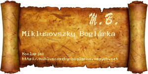 Miklusovszky Boglárka névjegykártya